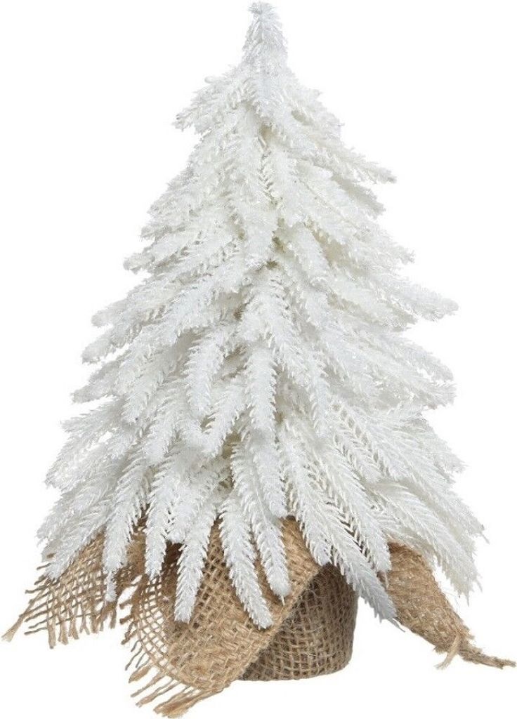 Minibaum Weihnachtsbaum Kunststoff Jutesack indoor D.20cm H.35 cm weiß