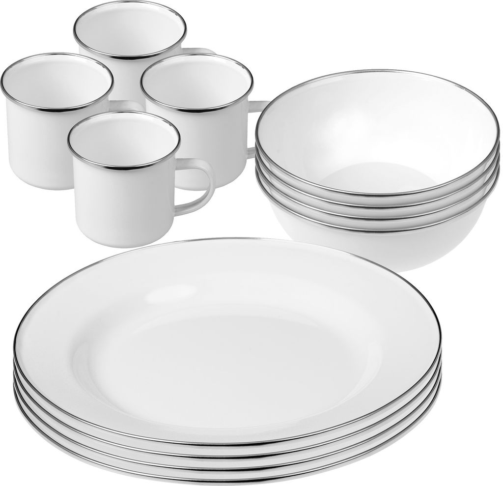 GRÄWE Camping Geschirr Set 4 Personen weiss