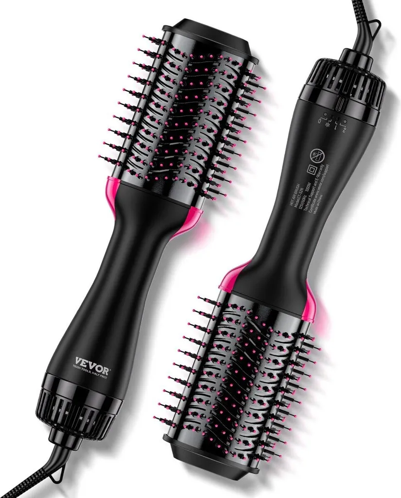 Brosse sèche-cheveux ionique 75mm - Brosse soufflante ovale noir mat