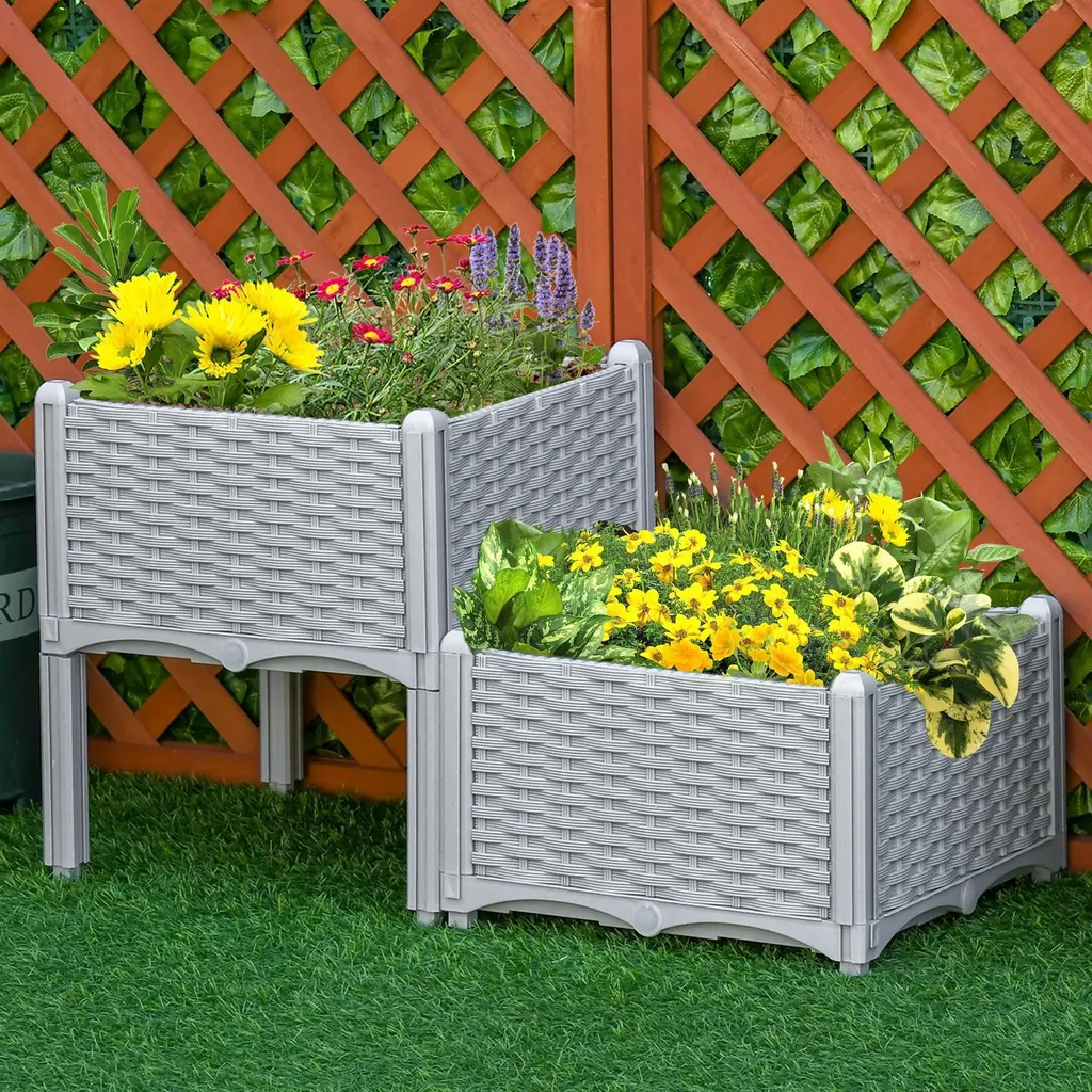 Tabouret de jardin combinable 40x40cm modulable en hauteur 26 et 44 cm