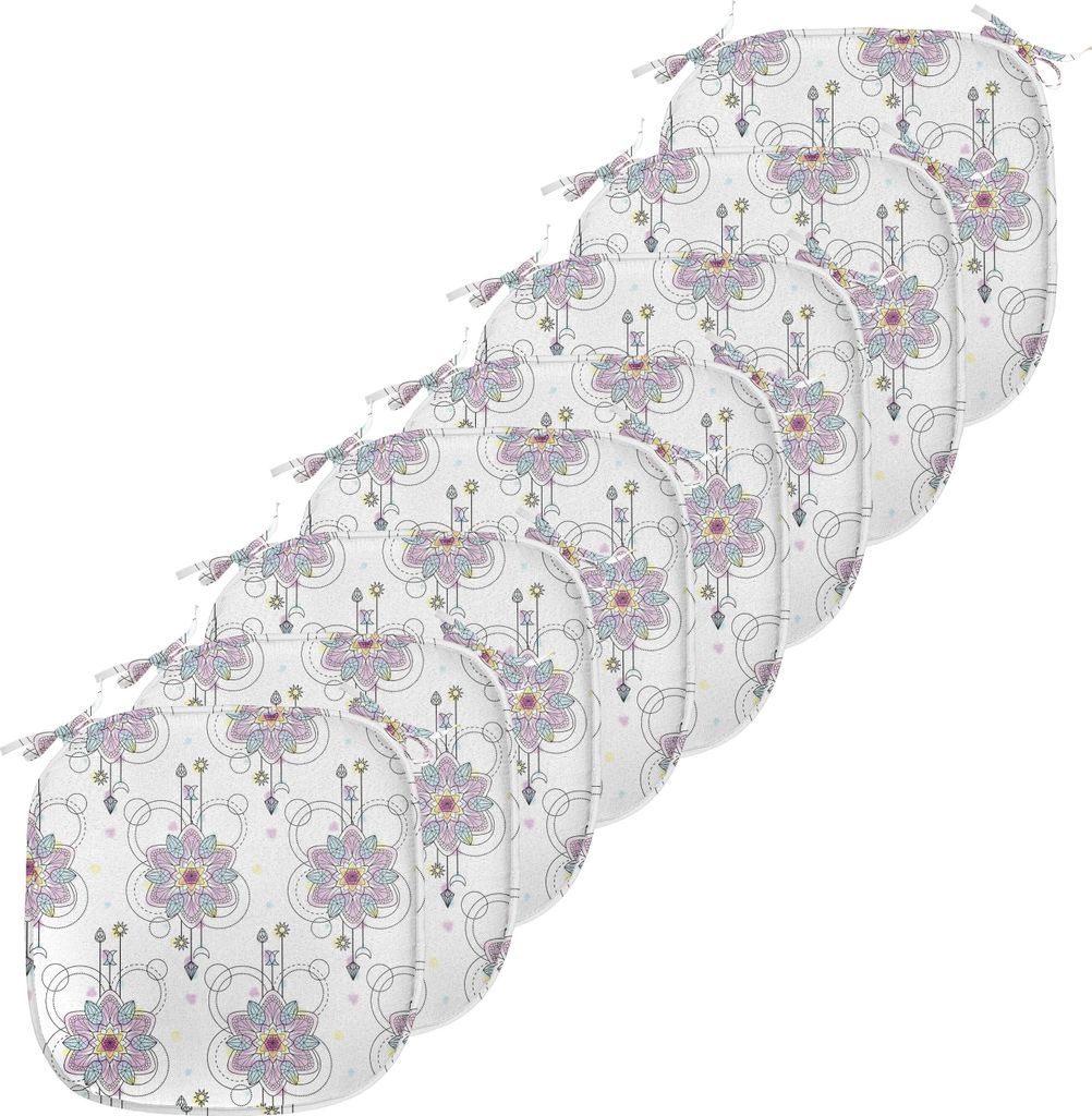 ABAKUHAUS Tätowieren Polster für Esszimmerstühle, Mandala Pfeile Yoga, Dekoratives wasserfestes Kissen mit Riemen für Küchensitze, 40 cm x 40 ...