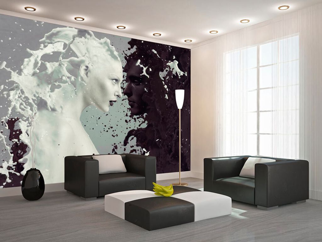 Vlies Fototapete Coffee & Milk 400x280 cm Tapeten Wandtapete XXL schwarz weiß Gesicht h-A-0050-a-a