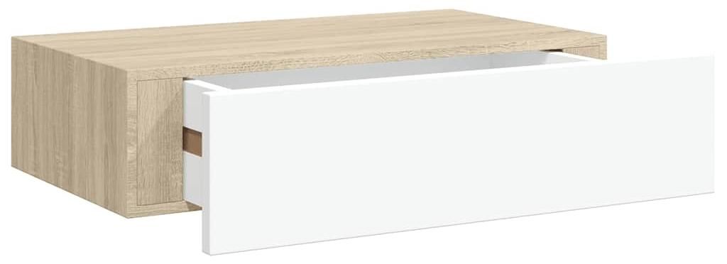vidaXL Wandmontiertes Schubladenregal Eiche und Weiß 40 x Produktbild 