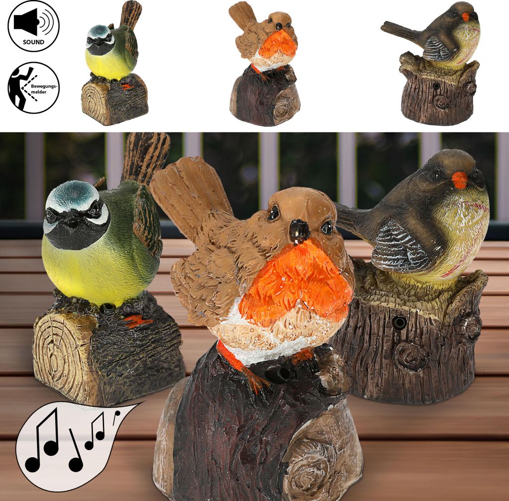 3er Set Bewegungsmelder "Vogel" 3fach sortiert Garten Produktbild 