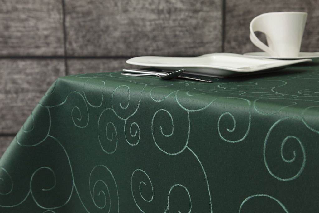 Ornament Damast Tischdecke eckig 110x140 von First-Tex *dunkelgrün*