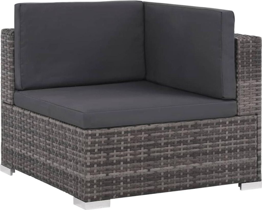 vidaXL 6-tlg. Garten-Lounge-Set mit Kissen Poly Rattan Grau