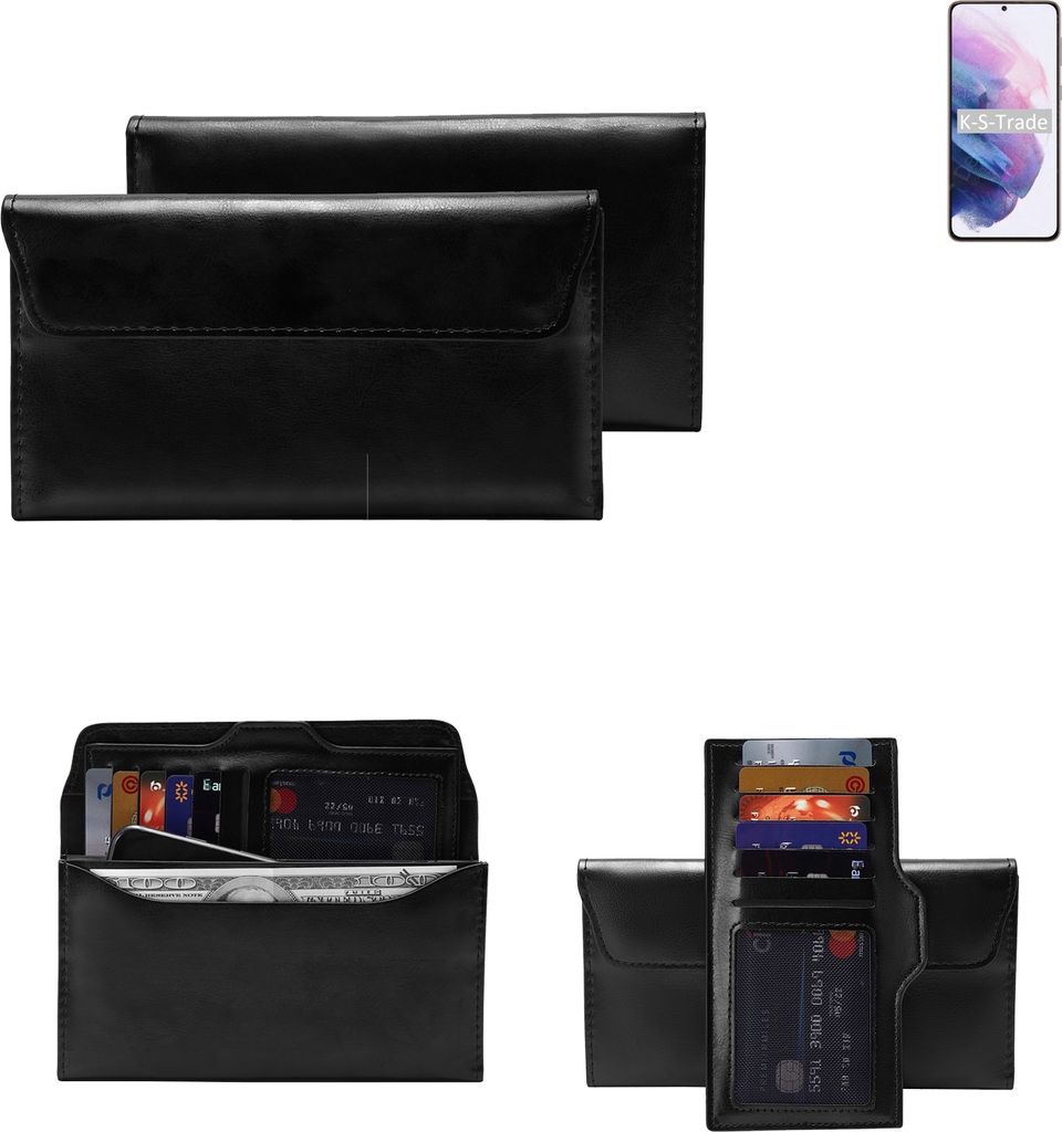 K-S-Trade Handy Hülle kompatibel mit Samsung Galaxy S21+ 5G SD888 Schutz Hülle Tasche Schutz Case Handytasche Kunstleder schwarz, 1x