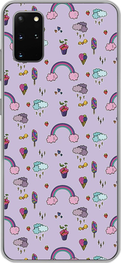 MuchoWow Handyhülle Schutzhülle Hülle für Telefoonhoesje Samsung Galaxy S20 Plus Muster - Regenbogen - Krone - Mädchen - Kinder - Kinder Sil...