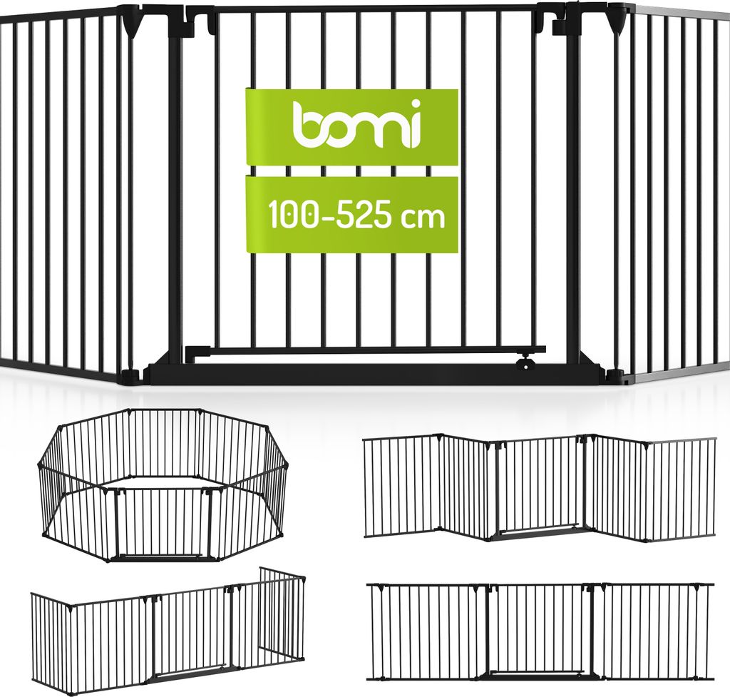 BOMI® Kinderschutzgitter Milo in Schwarz bis 525 cm | 90° Produktbild 1