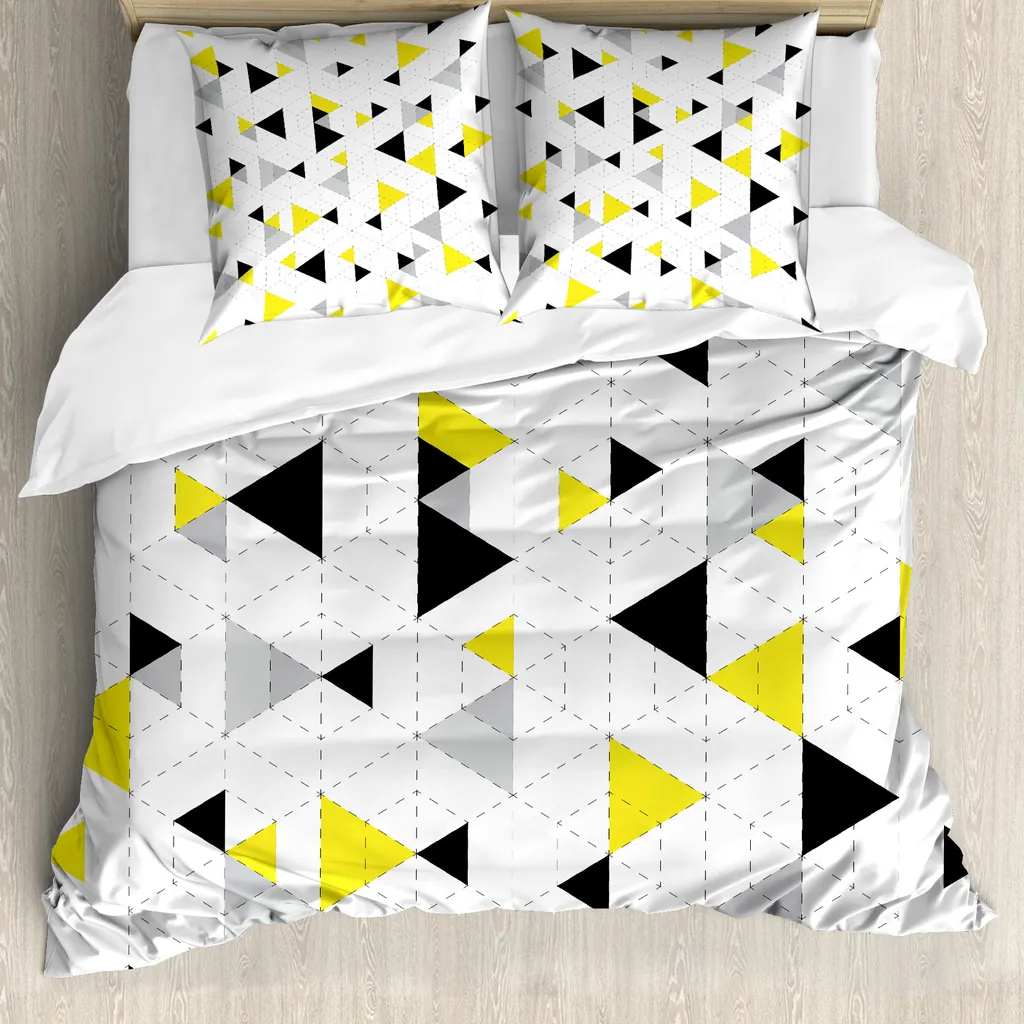 Copripiumino ABAKUHAUS Antiacaro 200x200 cm Mosaico Giallo Nero Certificato