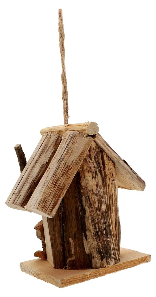1 Stück Holz Vogelhaus für den Garten, natürlicher Nistkasten aus Holz mit Lanyard für Wildvögel zum Aufhängen im Freien, langlebig und robust