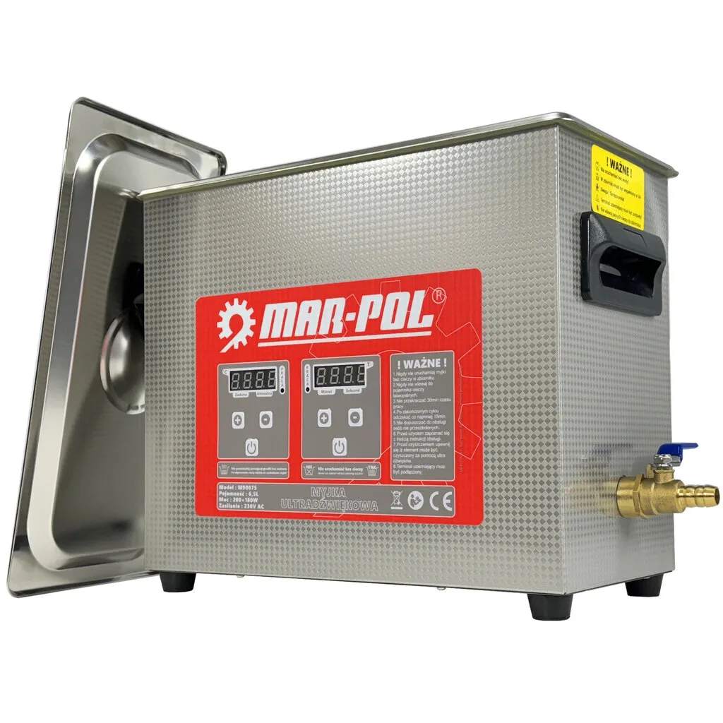 MAR-POL M90075 Nettoyeur à Ultrasons 180W 6,5L en Acier Inoxydable