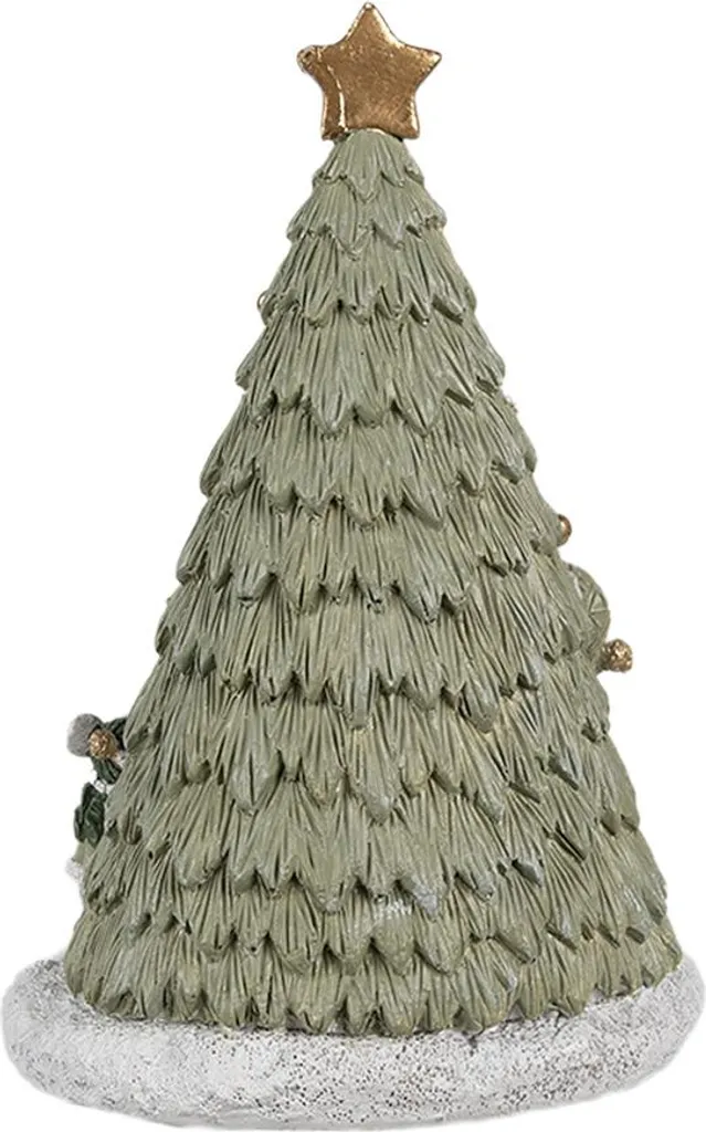 Décoration de Noël intérieure : Maisonnette verte avec souris LED 17cm