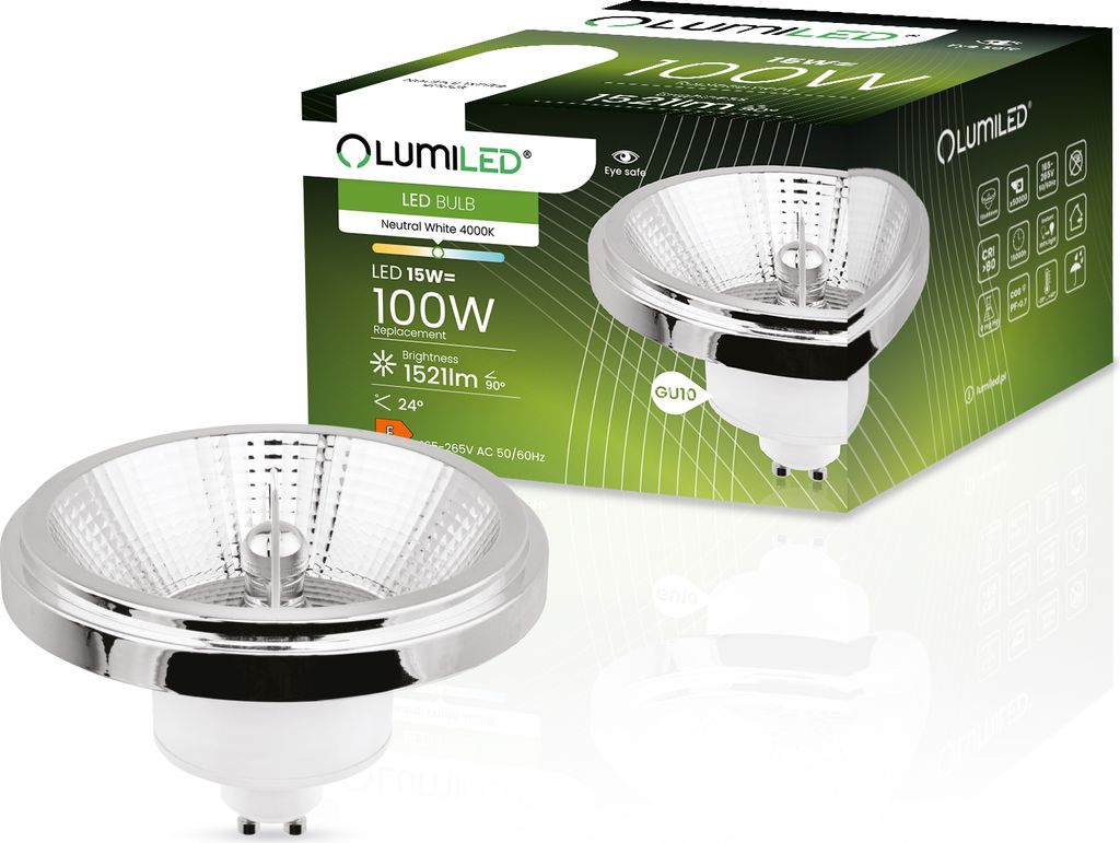 Żarówka LED GU10 Reflektor ES111 15W = 100W 1521lm 4000K Zdjęcie produktu 
