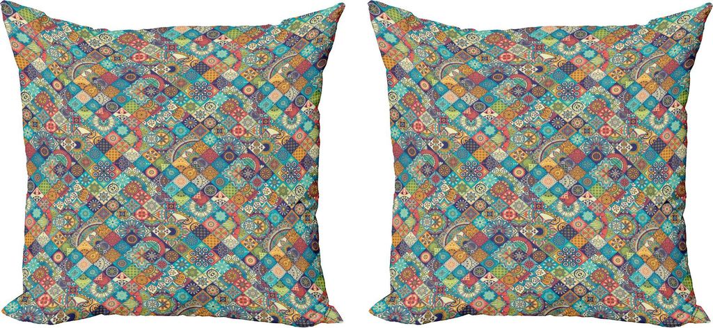 ABAKUHAUS marokkanisch Kissenbezug Set (2Stück), Ethnische Blumen Aufwändiges Blumengesteck Orientalisches Motiv Laub Muster, 40 x 40 cm, Mehrfarbig