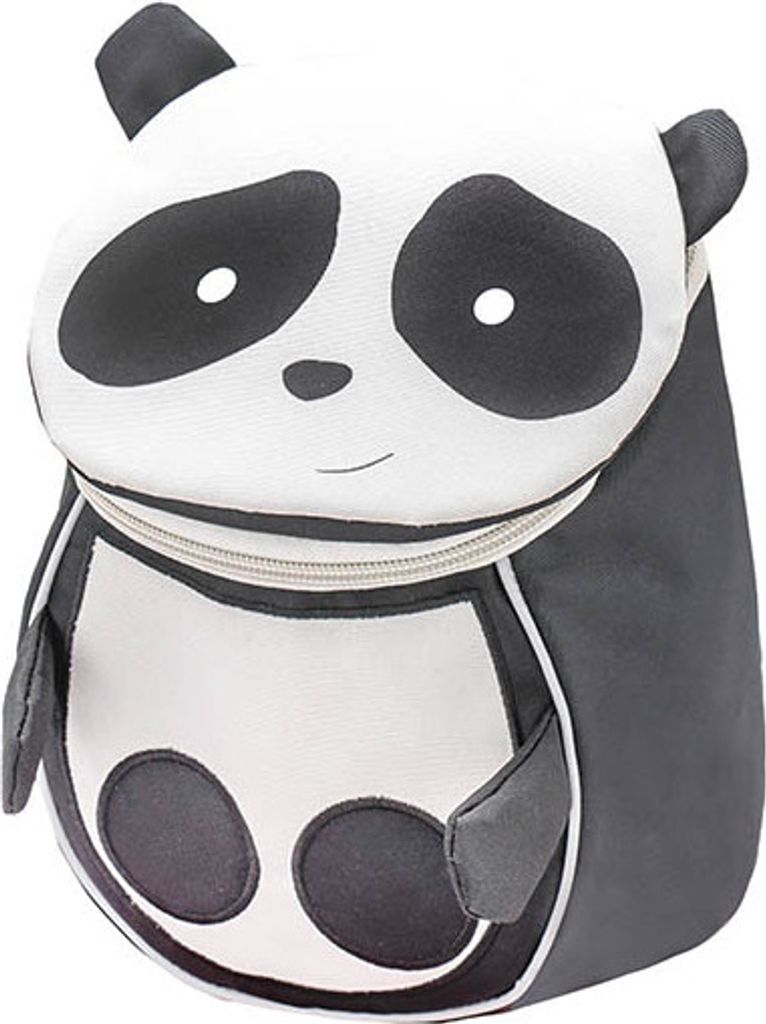 Belmil Kindergartenrucksack mit Brustgurt und Namensschild für 1-3 Jährige/Jungen - Mädchen / 4 L/Schwarz/in Tierform: Panda (305-15 Mini Panda)