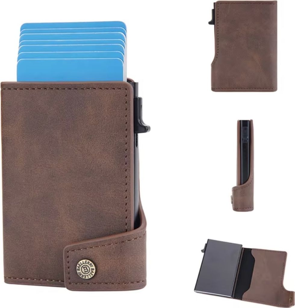 MINI WALLET Norman - Dunkelbraun | Innovative Herren Geldbörse mit RFID-Schutz KP36221