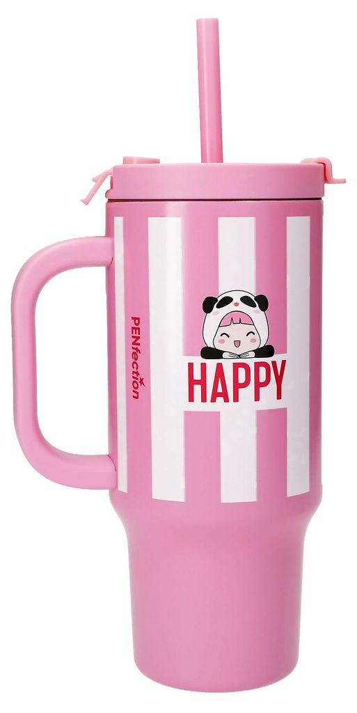 PENfection To Go Becher mit Strohhalm HAPPY Produktbild 