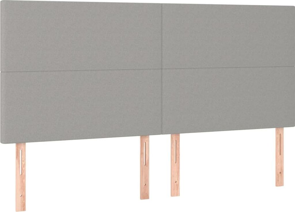 vidaXL Kopfteil Hellgrau 200 x 5 x 118/128 cm Stoff