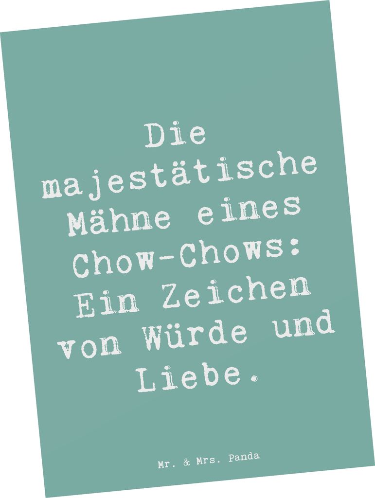 Mr. & Mrs. Panda Postkarte Spruch Chow-Chow Mähne - Meeresbrise - Geschenk, chinesische Hunderasse, Hundeliebhaber, Hunderassen, Zeichen von Liebe...