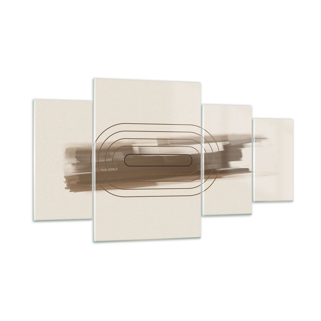 Bilder auf glas - 4 Teile - Abstraktion Oval Braun - 160x90cm - Glasbilder - Wandbilder - Bilder - zum Aufhängen bereit - Wanddekoration aus Glas ...