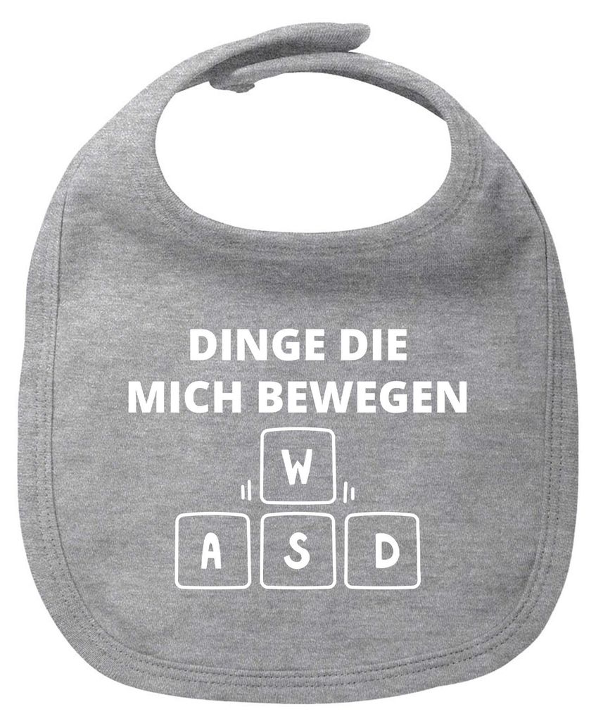 Huuraa Baby Lätzchen Dinge die mich bewegen Tastatur W A S D Heather Grey Klettverschluss Baumwolle Latz Geschenkidee