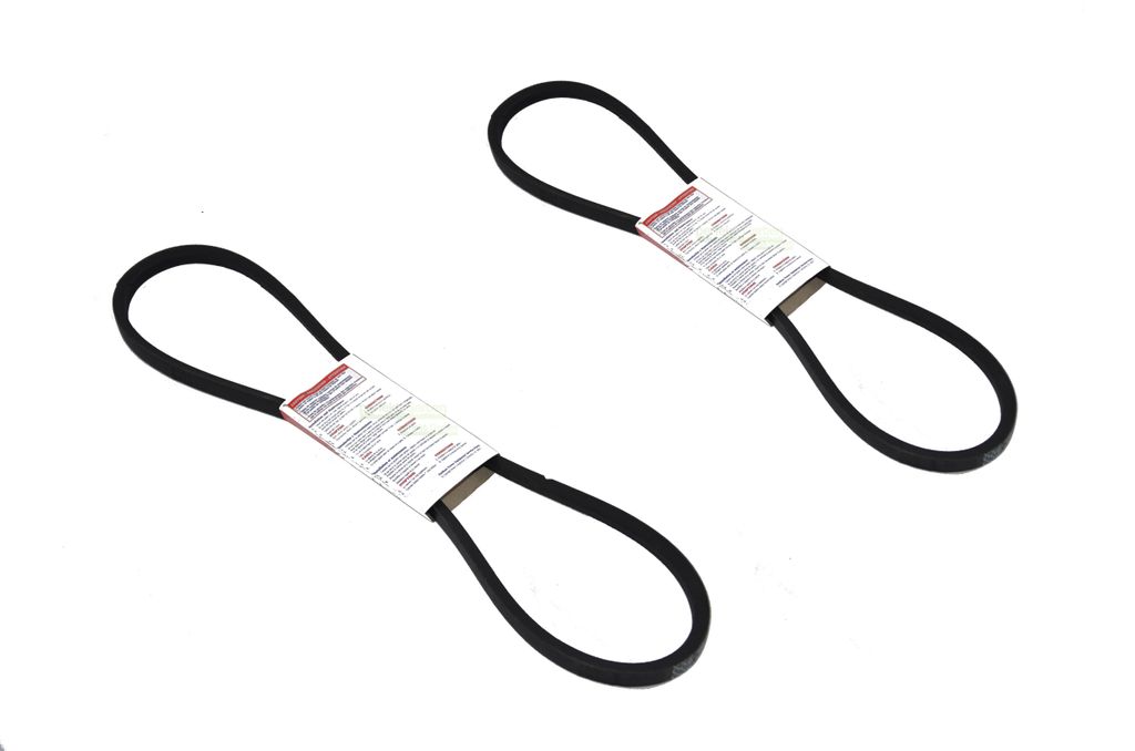 Two black drive belts are shown on a white background.