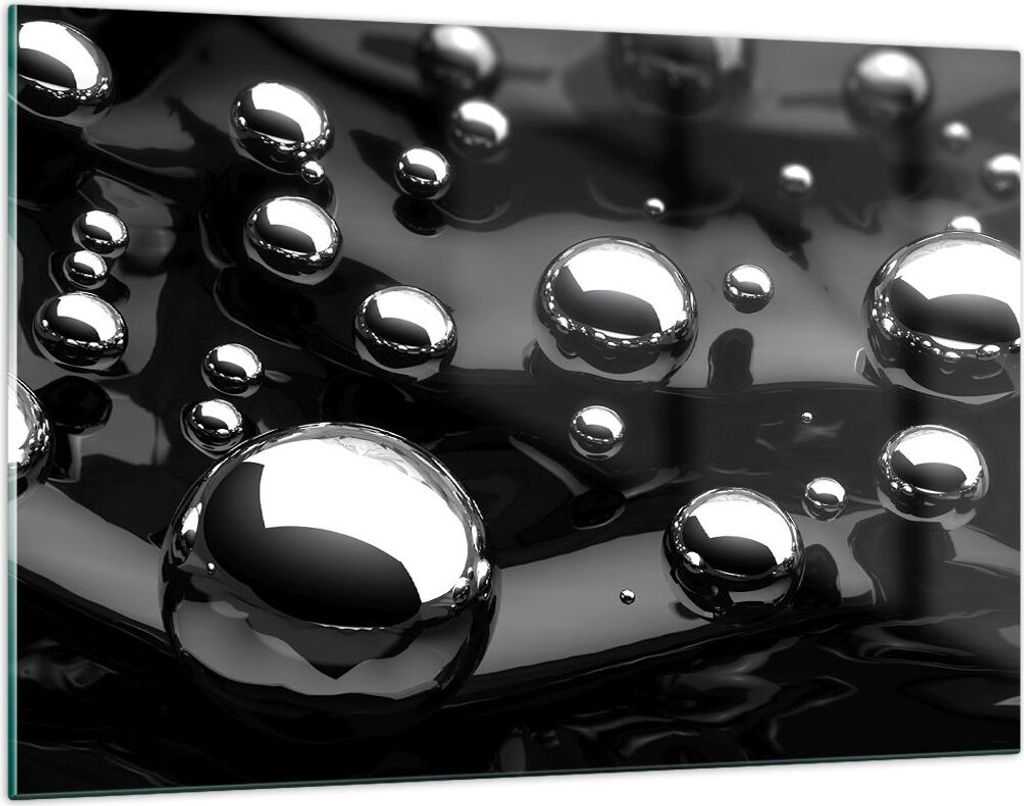 Bilder auf glas - Chrom Metall Reflexion - 120x80cm - Glasbilder - Wandbilder - Kunstdruck - zum Aufhängen bereit - Wanddekoration aus Glas - Glas...