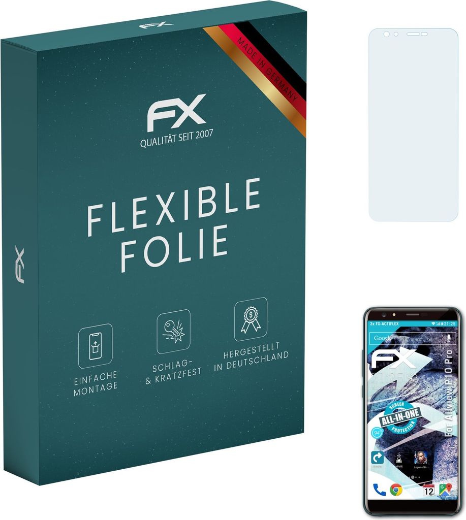 atFoliX FX-ActiFleX 3x Schutzfolie kompatibel mit Allview P10 Pro Folie