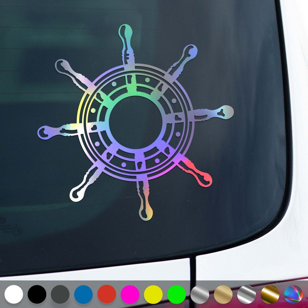 PantherPixel Steuerrad Aufkleber Meer Nordsee Ostsee Schiff Sticker Auto Geschenkidee Farbe Oilslick-Hologramm