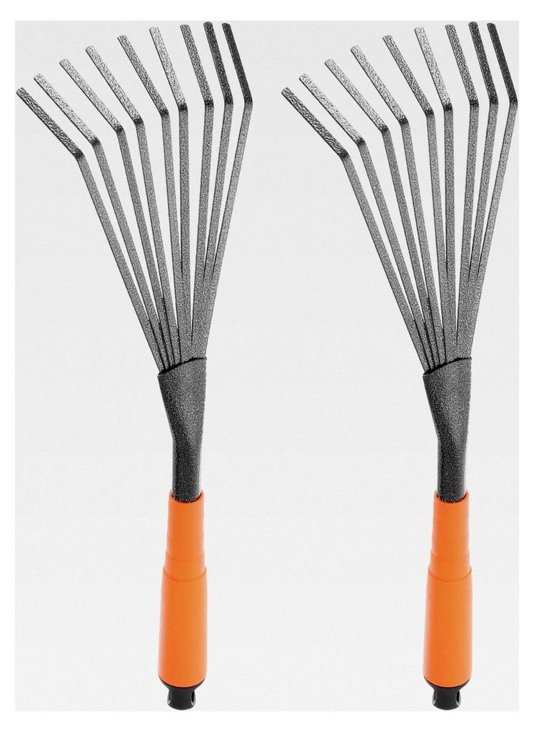 2 Stück Garten-Laubrechen 39,7 cm kleiner Bodenfräser Grasrechen mit ergonomischem Griff zum Laubfegen und Gartenarbeit
