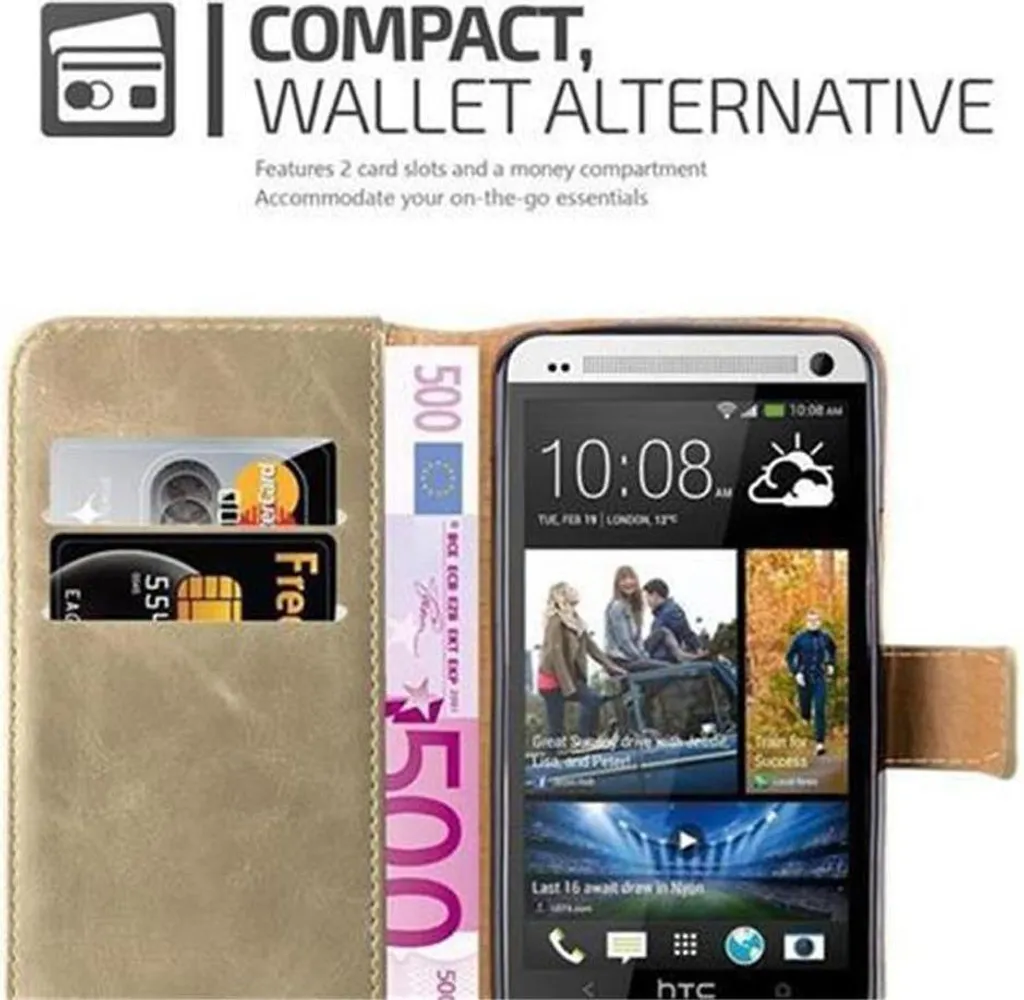 Cadorabo cover per HTC ONE M7 cover protettiva in marrone cellulare cover libro case case case lusso - 3