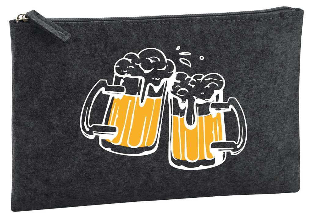 Huuraa Kulturbeutel Bierkrüge anstoßen Schützenfest 1 Liter Charcoal Filz Kosmetiktasche Geschenkidee