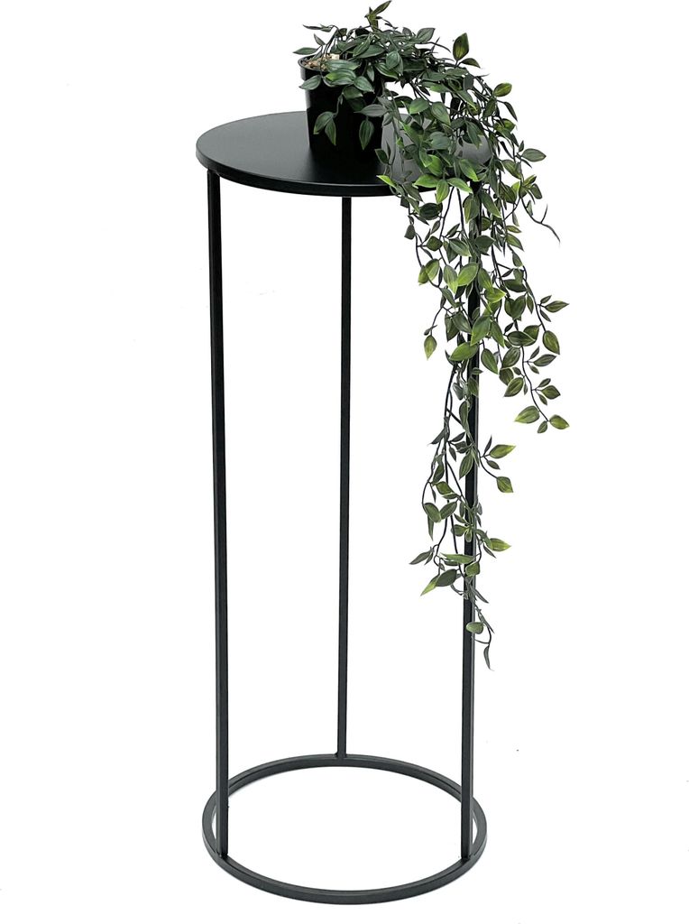 DanDiBo Blumenhocker Metall Schwarz Rund 70 cm Blumenständer Beistelltisch 96316 L Blumensäule Modern Pflanzenständer Pflanzenhocker