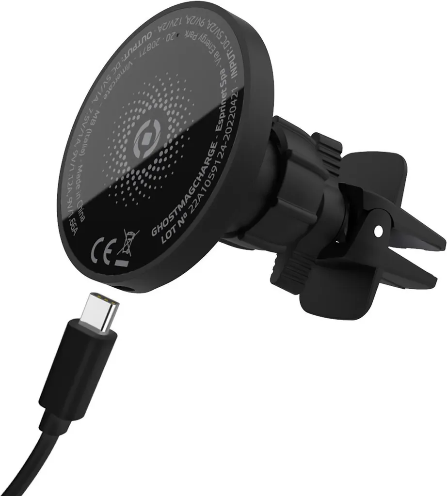 Support de Téléphone Stable Celly GHOSTMAGCHARGE Anti-Vibration Noir