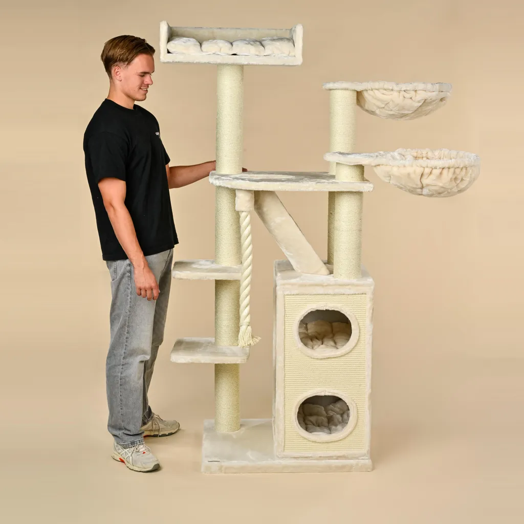 Arbre à Chat XXL pour Grand Chat Maine Coon - Maison Cat Penthouse Beige - 2