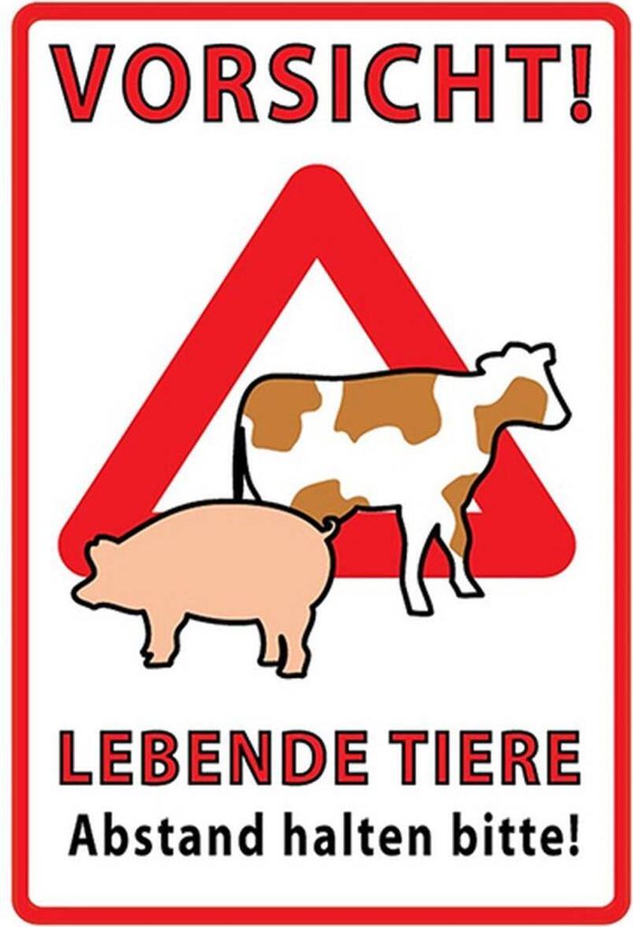 vianmo Holzschild 30x20 cm Vorsicht lebende Tiere Abstand