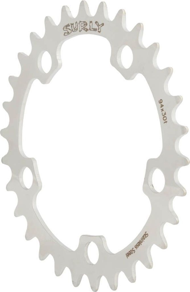 Surly Ring Edelstahl Kettenblatt, 110 BCD, 5-Loch, 34 Z., bis 9-fach,, silver