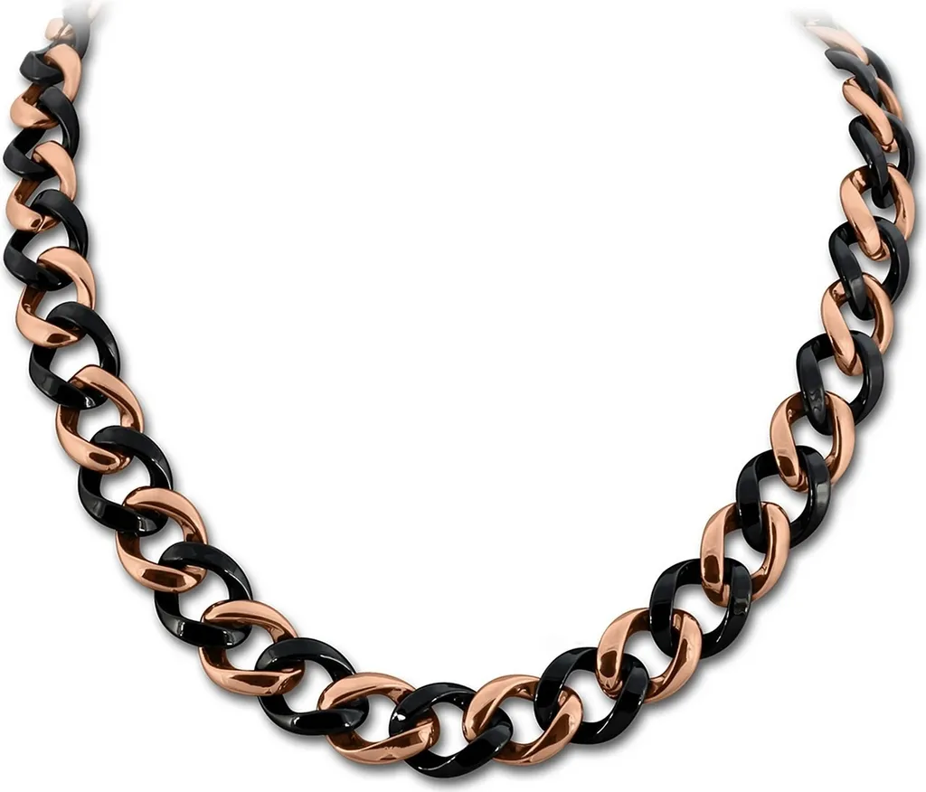 Collier Céramique Amello ESKX20S0 en Acier et Or Rose 333 50cm Noir