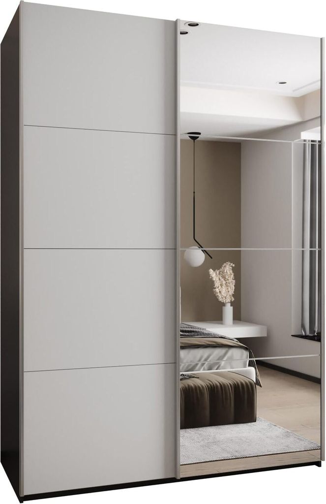 MEBLE KRYSPOL LUX 3 Schrank - 245,5x180x64cm - Schwarz, Weiß, Silber