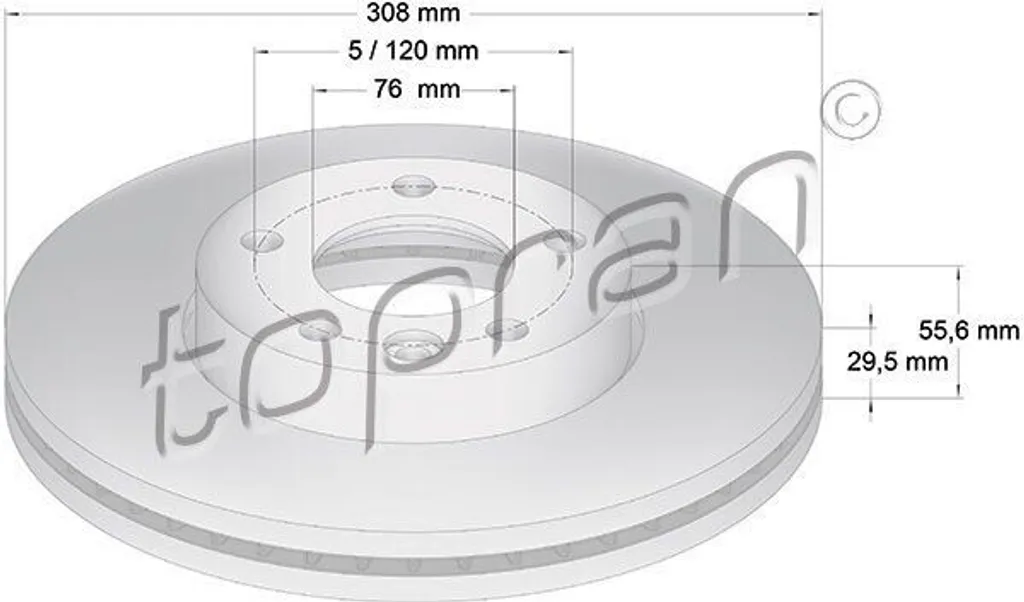 Disque de frein pour rénovation train avant de utilitaire VW T5 et T6 Pro