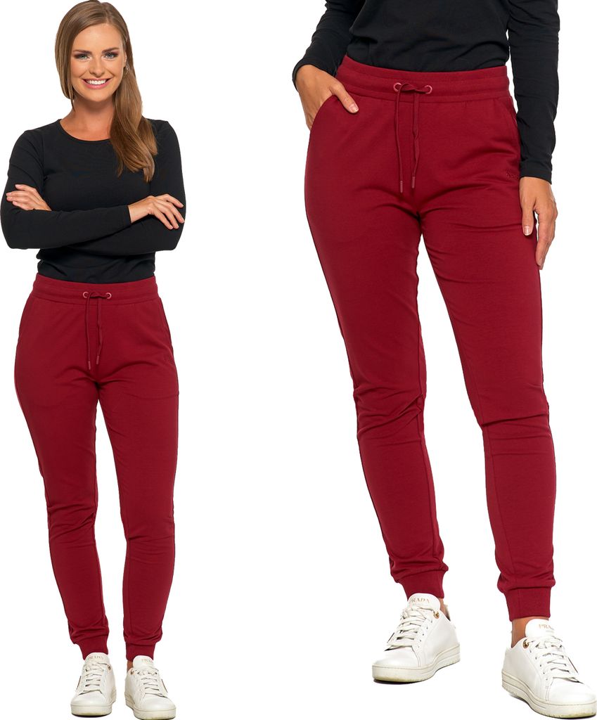 Moraj Damen Jogginghose Trainingshose Sport Jogger Freizeithose Kordelzug Baumwolle 3500-004, Burgund, M