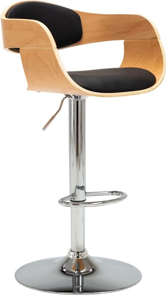 Barhocker Schwarz Bugholz und Kunstleder