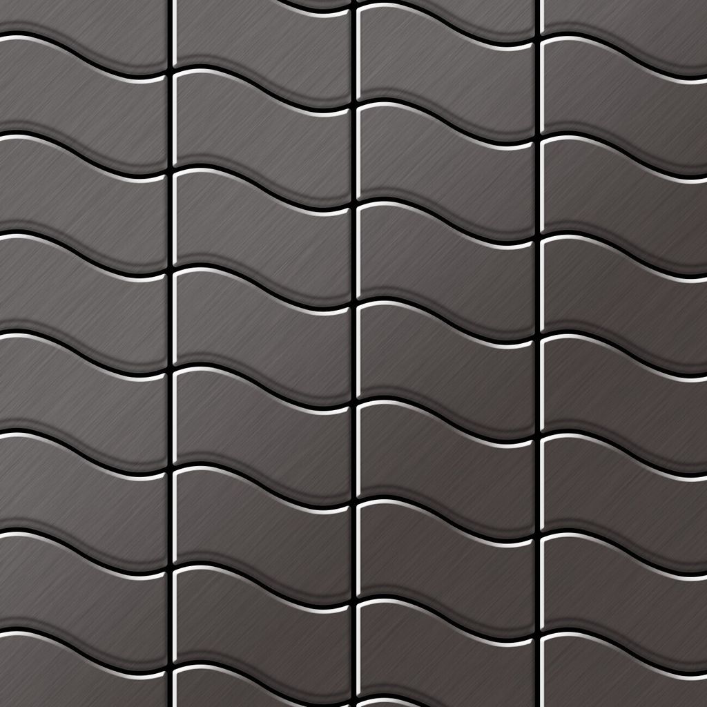 Mosaik Fliese massiv Metall Titan gebürstet dunkelgrau 1,6mm stark Flux-Ti-SB