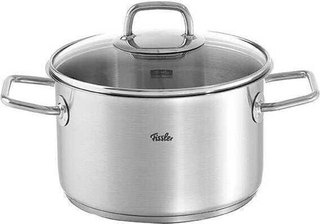 Fissler Viseo / Edelstahl-Topf (3,6 L - Ø 20 cm) Kochtopf mit Glas-Deckel, Innenskalierung, Schüttrand, Induktions-Kochtopf, energiesparend, für...