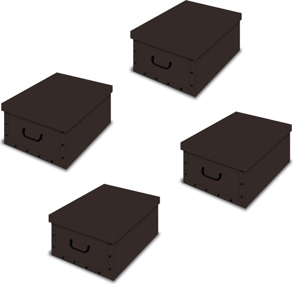 Ordnungsboxen Deko Karton 4er SET Box Clip Marrone braun Aufbewahrungsbox für Haushalt Büro Wäsche Geschenkbox Dekokarton Sammelbox Mehrzweckbox...