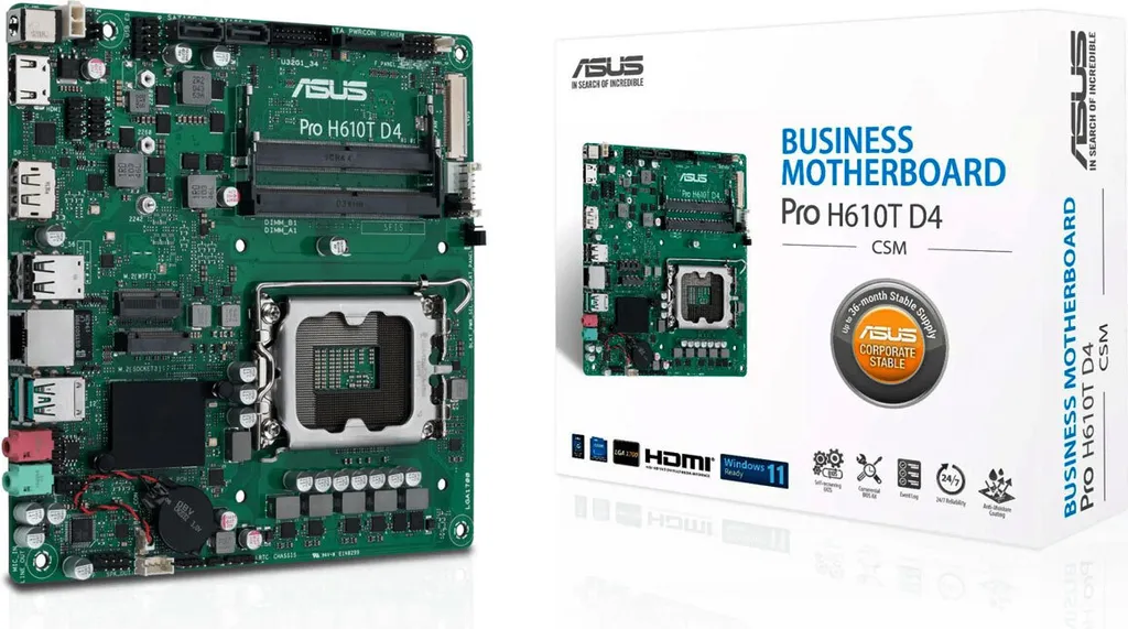 ASUS PRO H610T D4-CSM Idéal pour PC All-in-One et Bornes Interactives
