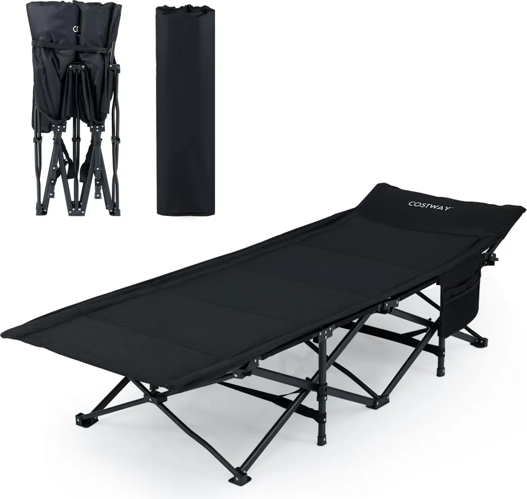 Lit de camp pliable pour camping et bivouac avec rembourrage épais