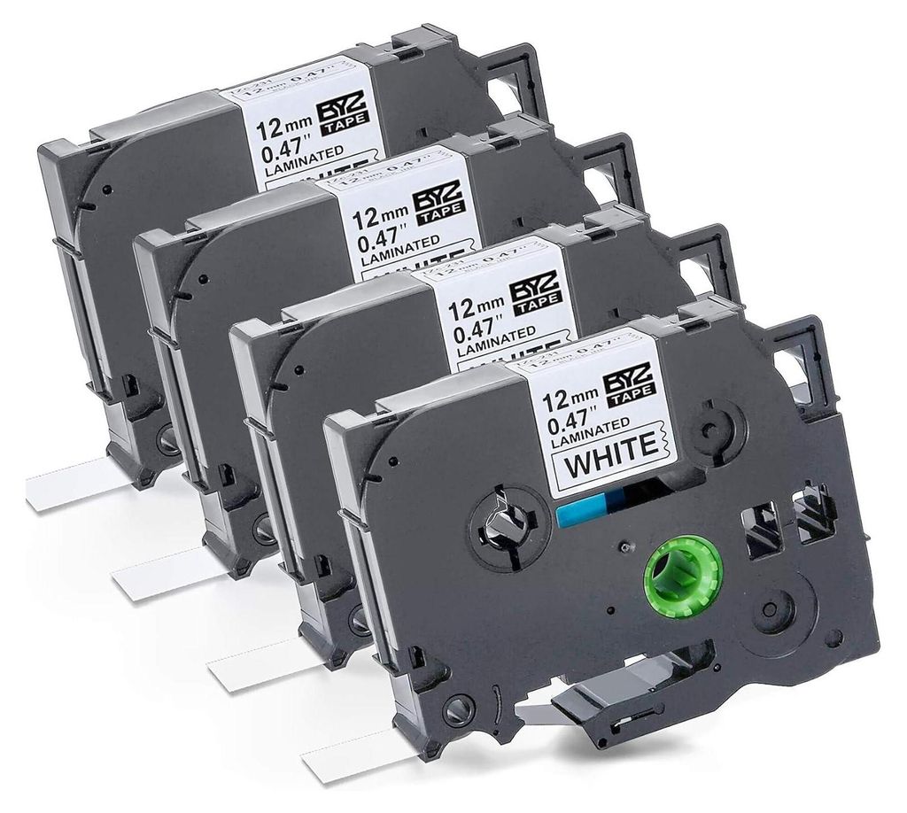 4x Schriftband für Brother TZ231 TZ-231 TZE231 TZE-231 P-Touch 1010 1000 s d400 h100lb 900 PTOUCH Beschriftungsband Farbeband 12mm Schwarz auf Wei...