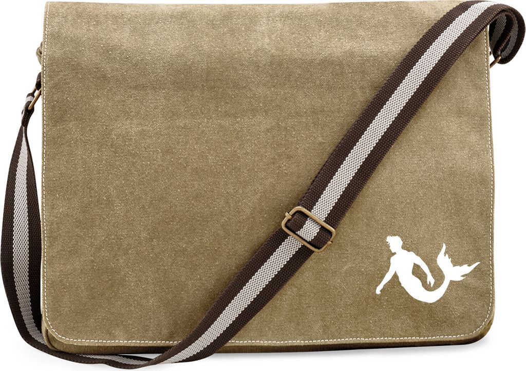Huuraa Umhängetasche Meermann Silhouette 14 Liter Sahara Canvas Laptoptasche Geschenkidee
